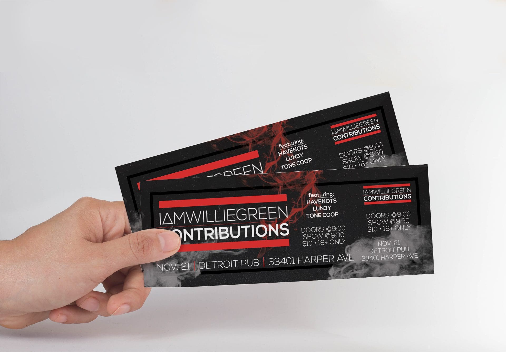 Detroit Pub - Event Tickets with Stub Mockup 03