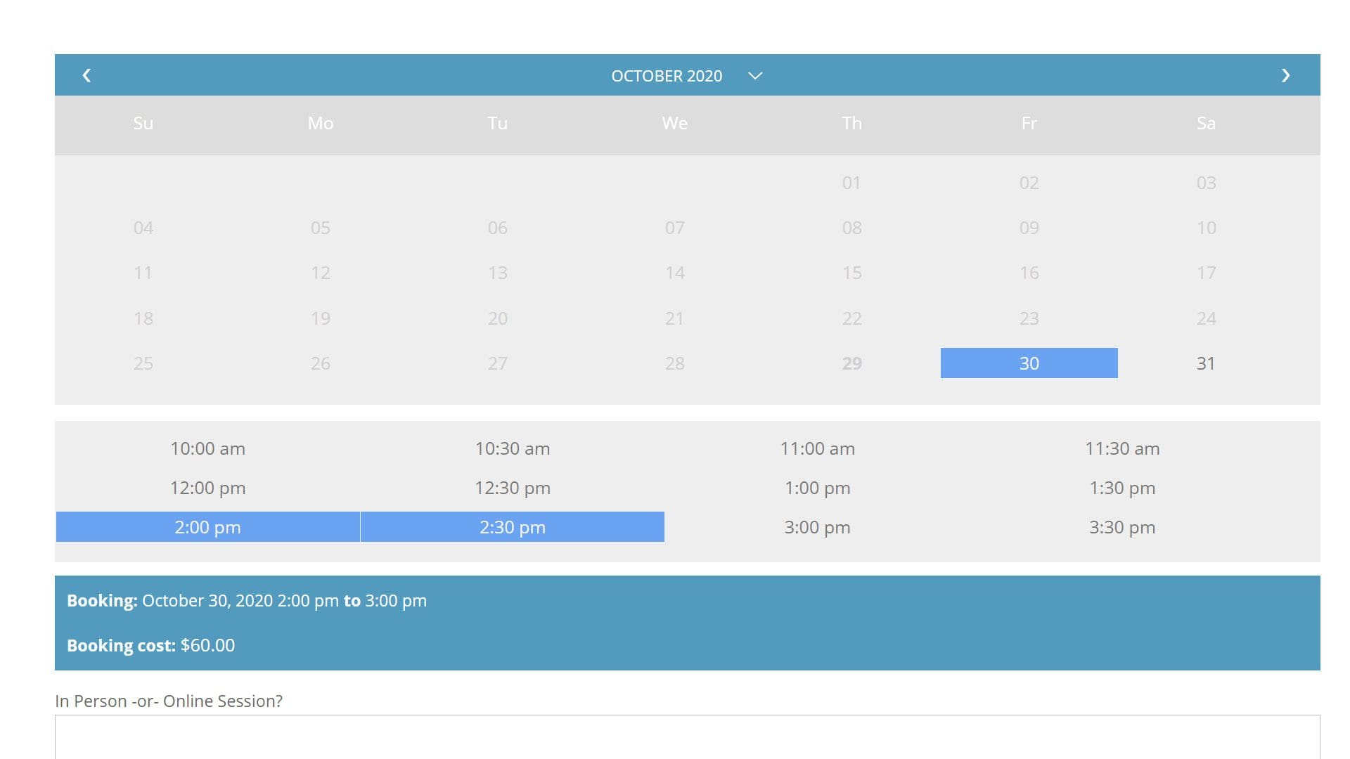 Polar Fitness eCommerce Personal Training Booking Calendar (2)