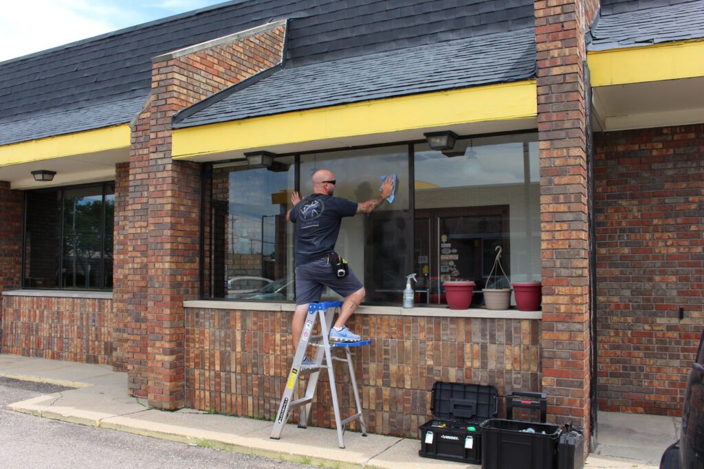 Fusion Marketing Perforated Window Decal Install