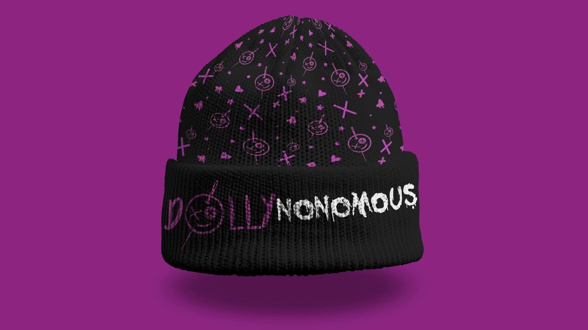 Dollynonomous Logo Design Beanie Mockup