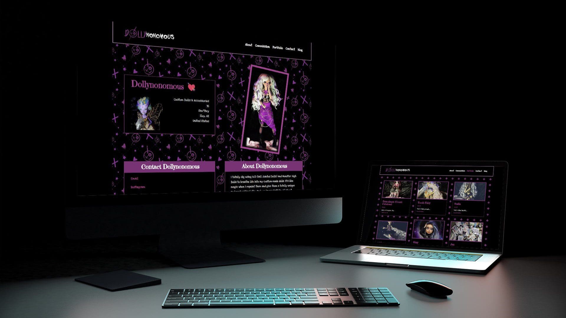 Dollynonomous Website Design Computer Mockup Dollynonomous Website Design Computer Mockup