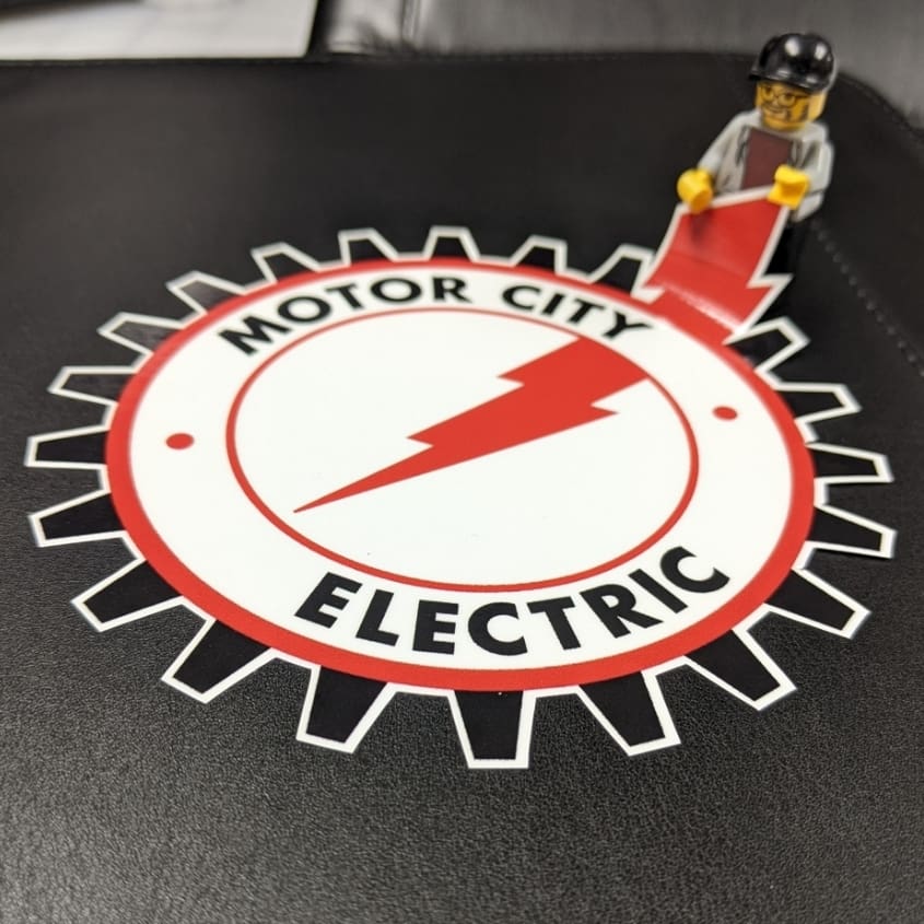 Lego Mark applying stickers