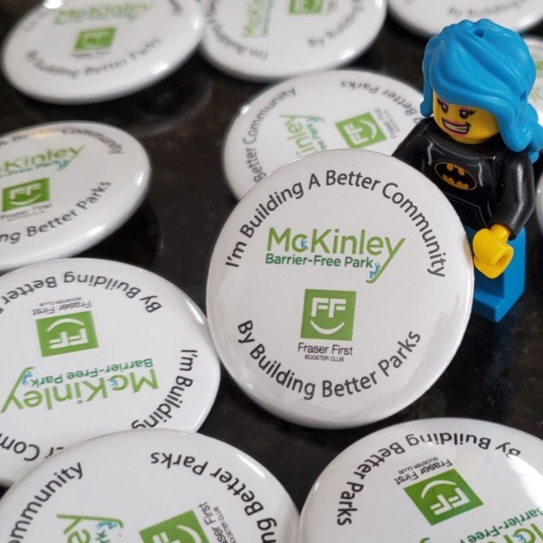 Lego Shay with Fraser First buttons