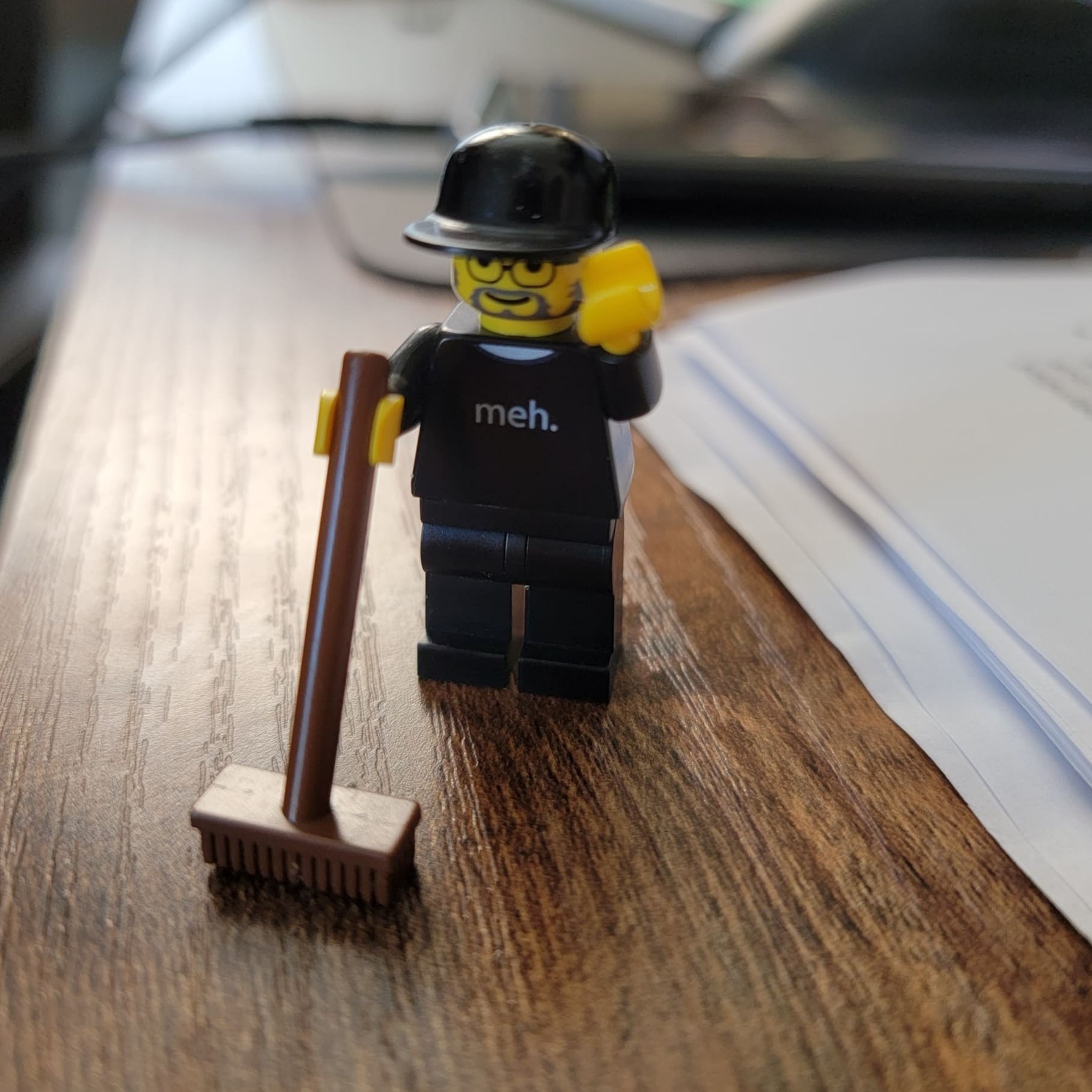 Mark sweeping the floor